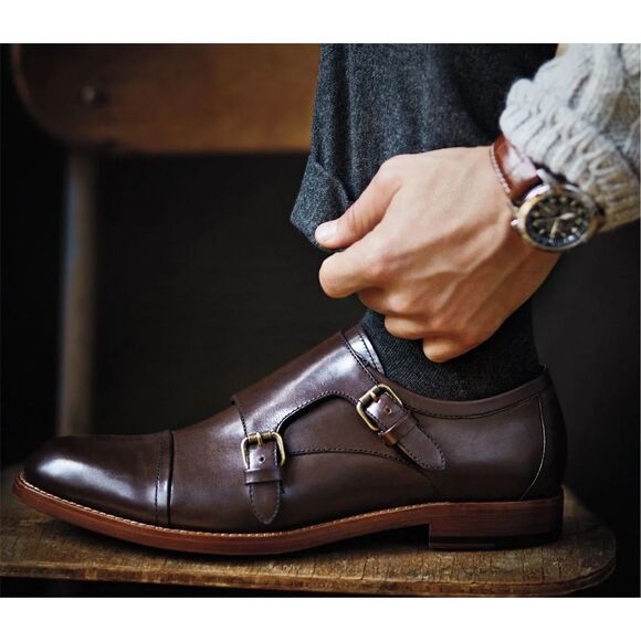 COACH ALEXANDER SHOE DOUBLE MONK OXFORDS (COACH Q6171) ESPRESSO Size 12D - Picture 1 of 10